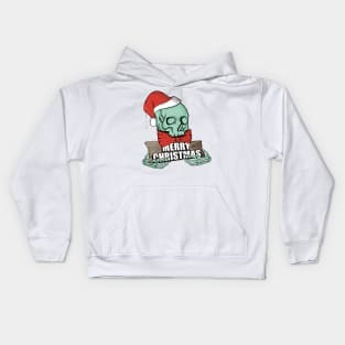 Vintage Skull Christmas Santa hat Funny design Kids Hoodie